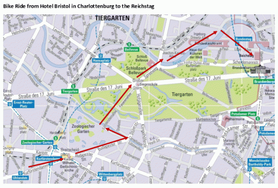 Bike Ride from Hotel Bristol in Charlottenburg to the Reichstag