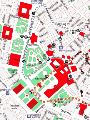 Vienna top tourist attractions printable city street map